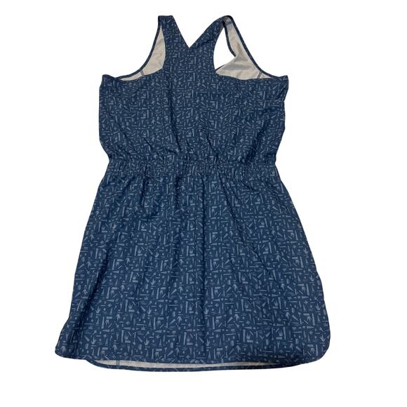 Patagonia Fleetwith Tank Dress Swamp Stamp Pigeon Blue Size Large Summer Dress - Picture 3 of 8
